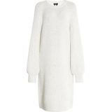 Faina - Gebreide Jurk - Wit Gemêleerd - 3/4 Lengte - Losse Pasvorm