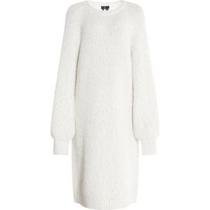 Faina - Gebreide Jurk - Wit Gemêleerd - 3/4 Lengte - Losse Pasvorm