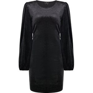 Faina - Cocktailjurk - Zwart - Fluweel/Nicky Velours - Slanke Pasvorm - Lange Mouw