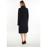 usha - BLACK LABEL - Gebreide Jurk - Zwart - Extra Lange Mouwen, Col Halstype, Effen Motief, Pailletten