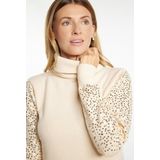 Usha BLACK LABEL - Gebreide Jurk - Crème - Knielengte - Losse Pasvorm - Lange Mouwen