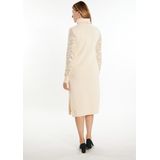 Usha BLACK LABEL - Gebreide Jurk - Crème - Knielengte - Losse Pasvorm - Lange Mouwen