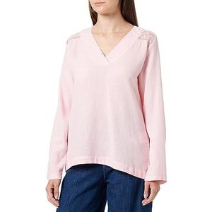 Sidona Dames blouse shirt met kant 10130399, lichtroze, S, lichtroze, S