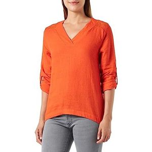 Sidona Dames blouse shirt met kant 10130399, oranje, XXL, oranje, XXL