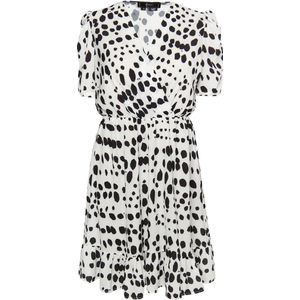 faina - Damesjurk - Wit Zwart - Midi - 19229626