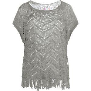 IZIA - Trui - Grijs - Effen - Kwartmouw - Normale Pasvorm