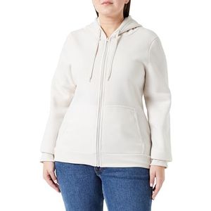 Sanika Stijlvolle capuchontrui voor dames, met ritssluiting, polyester, donker, crème, maat XL, Dark Cream, XL