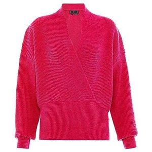 faina Dames Cross V-hals Fashion Knit Acryl PINK Maat M/L, roze, M