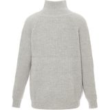 faina Gebreide damestrui met opstaande kraag en knopen, acryl, lichtgrijs, gemêleerd, maat M/L, lichtgrijs, gemêleerd, M