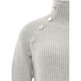 faina Gebreide damestrui met opstaande kraag en knopen, acryl, lichtgrijs, gemêleerd, maat M/L, lichtgrijs, gemêleerd, M