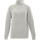 faina Gebreide damestrui met opstaande kraag en knopen, acryl, lichtgrijs, gemêleerd, maat M/L, lichtgrijs, gemêleerd, M