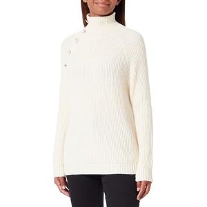 faina Gebreide damestrui met opstaande kraag en knopen, acryl, wolwit, maat M/L, wolwit, M