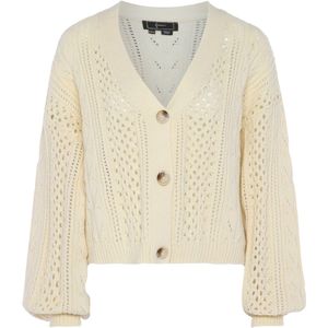 Faina - Gebreid Vest - Beige - Losse Pasvorm - V-hals