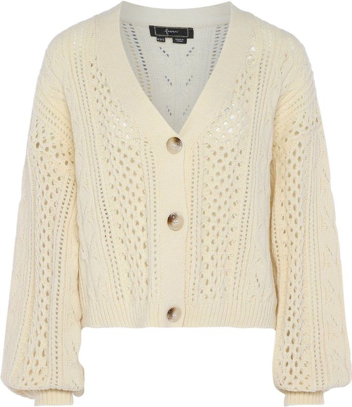Faina - Gebreid Vest - Beige - Losse Pasvorm - V-hals