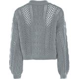 Faina - Gebreid Vest - Lichtgrijs - V-hals - Lange Mouw