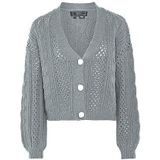 Faina - Gebreid Vest - Lichtgrijs - V-hals - Lange Mouw