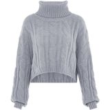 myMo - Coltrui - Licht Grijs Melange - Zachte Garenmix - Klassiek Kabelpatroon