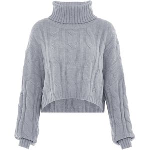 myMo - Coltrui - Licht Grijs Melange - Zachte Garenmix - Klassiek Kabelpatroon