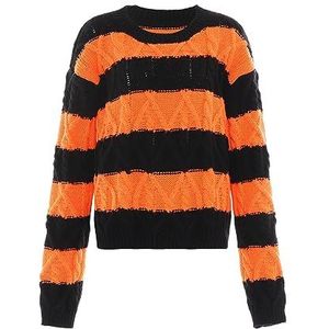 Mymo - Gebreide Trui - Zwart/Oranje - Pullover