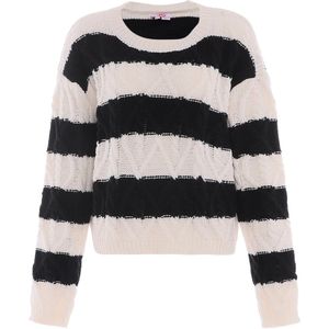 Mymo - Gebreide Trui - Wit Zwart - Dames - Pullover