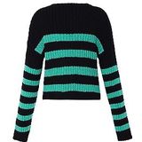 Mymo - Gebreide Trui - Zwart Groen - Cropped - Lange Mouwen