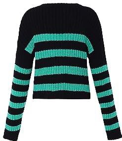 Mymo - Gebreide Trui - Zwart Groen - Cropped - Lange Mouwen