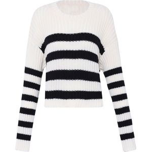 Mymo - Gebreide Trui - Wit Zwart - Dames - Pullover