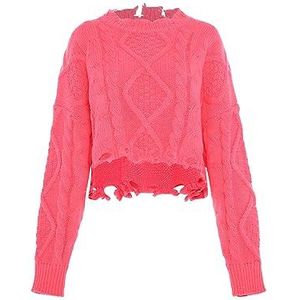 Mymo - Gebreide Trui - Koraal - Dames - Cropped Silhouet