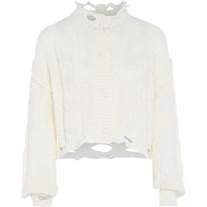 Mymo - Vest - Wolwit - Dames - Casual Vorm - Overlappende Schouders