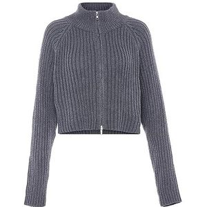 MYMO - Gebreid Vest - Donkergrijs - Slanke Pasvorm - Lange Mouw