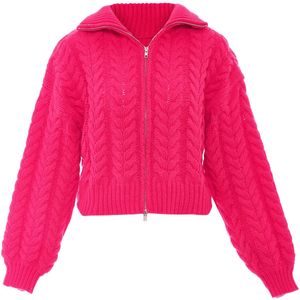 Mymo - Vest - Fuchsia - Kabelgebreid - Dames