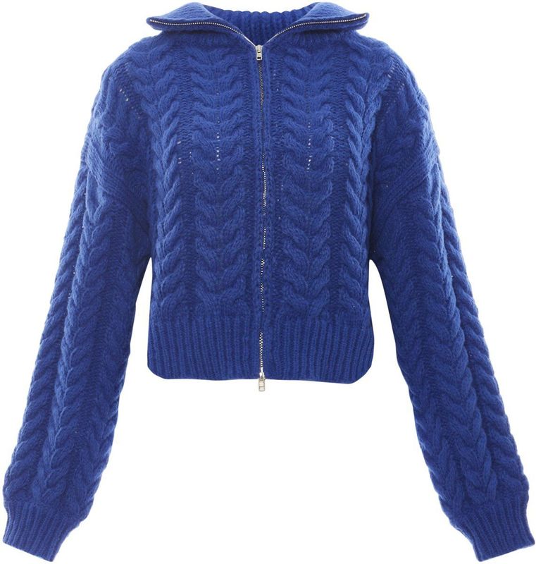 Mymo - Vest - Koning Blauw - Kabelgebreid - Tweewegritssluiting