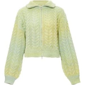 Mymo - Vest - LIME MUNT - Dames - Kabelgebreid - Tweewegritssluiting