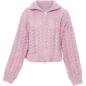 Mymo - Vest - Roze - Kabelgebreid - Dames