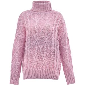 Mymo - Trui - Roze - Coltrui - Grofgebreid - Casual Snit