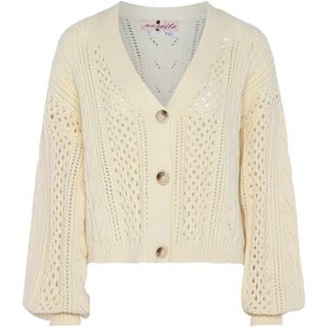 nascita - Gebreid Vest - Wolwit - V-hals - Lange Mouw