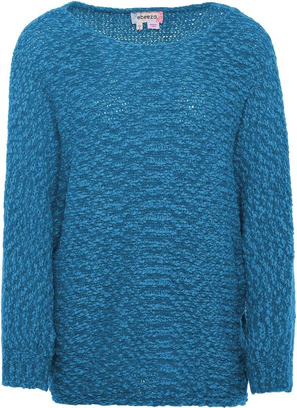 ebeeza - Trui - Petrol - Knitwear - Losse Pasvorm - Lange Mouw