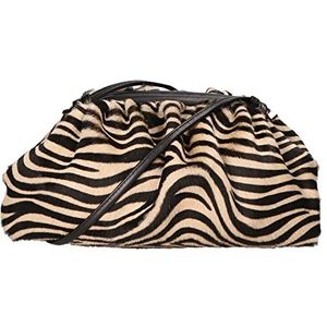 FELIPA Dames handtas schoudertas zwart zebra cognac zwart, Zwart Zebra Cognac Zwart