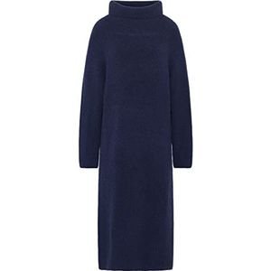 Jalene Dames gebreide jurk met lange mouwen midi 81133462, navy, XS/S, Donkerblauw, XS/S