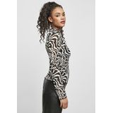 Urban Classics - AOP Mesh Turtleneck Longsleeve top - Wit Zwart