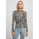 Urban Classics - AOP Mesh Turtleneck Longsleeve top - Wit Zwart