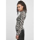 Urban Classics - AOP Mesh Turtleneck Longsleeve top Wit Zwart