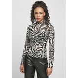 Urban Classics - Damestop - All-Over Print - Asfalt/Zwart - Mesh - Lange Mouwen