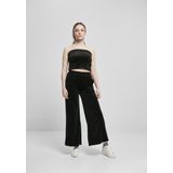 Urban Classics - Fluwelen Crop Top - Zwart - Stretch Fluweel - Slim Fit