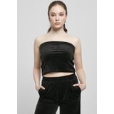 Urban Classics - Fluwelen Crop Top - Zwart - Stretch Fluweel - Slim Fit