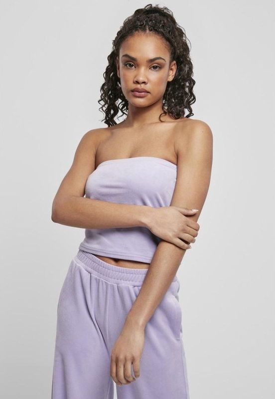 Urban Classics - T-shirt - Lavendel - Stretchfluweel - Slim Fit