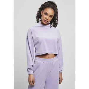 Urban Classics - Velvet Oversized Crop Hoodie - Paars