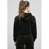 Urban Classics - Cropped Velvet - Oversized Sweatshirt - Zwart - 93% Polyester, 7% Elasthaan