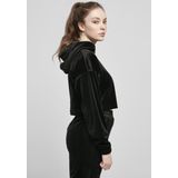 Urban Classics - Cropped Velvet - Oversized Sweatshirt - Zwart - 93% Polyester, 7% Elasthaan