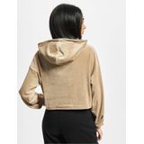 Urban Classics - Velvet Oversized Crop Hoodie - Beige
